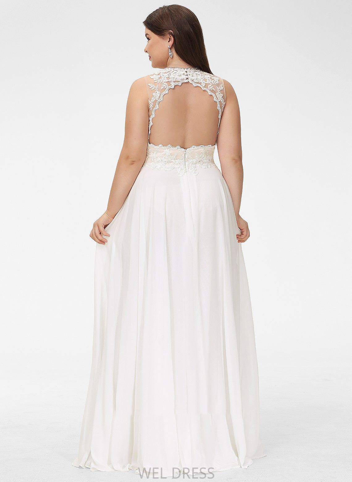 Wedding Dresses V-neck Lace Train Dress Chiffon Lace Sweep Sienna With A-Line Wedding