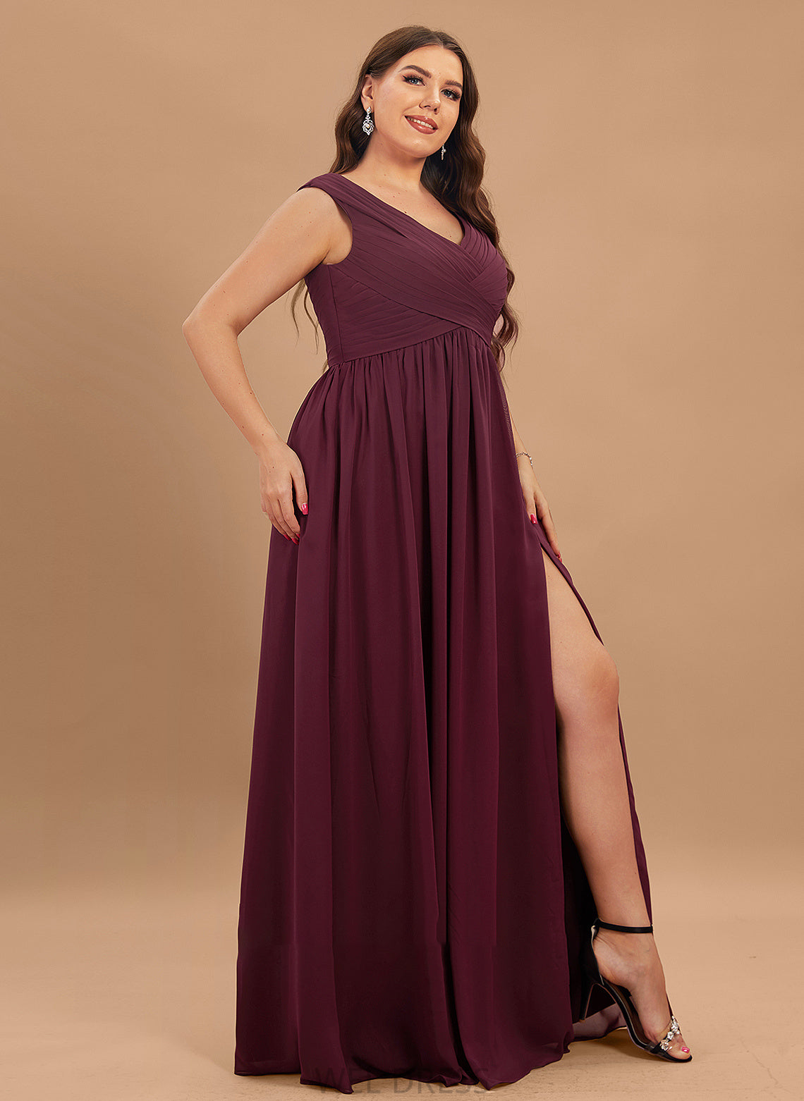 Ada Prom Dresses Ruffle With Off-the-Shoulder Chiffon A-Line Floor-Length Pockets Split Front
