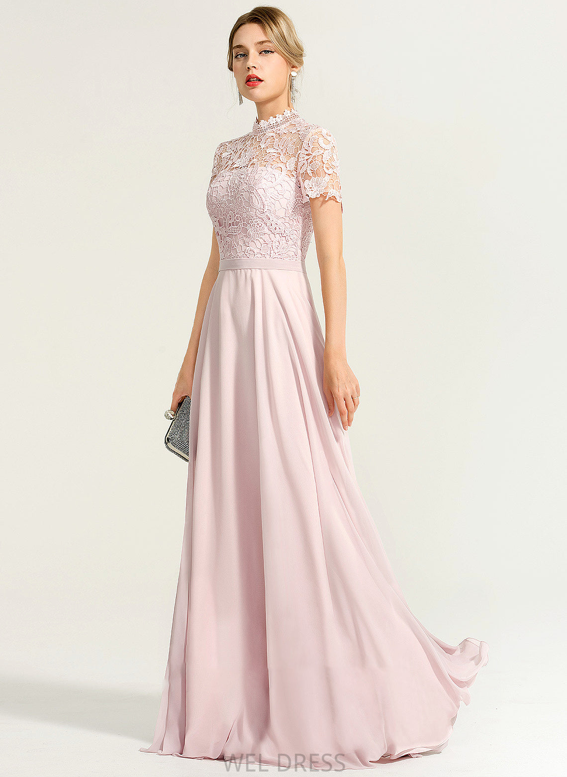 Chiffon Floor-Length Sequins Prom Dresses Neck A-Line Shyla With High