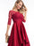 A-Line Sequins Neck Destiney Prom Dresses With Satin Asymmetrical Scoop