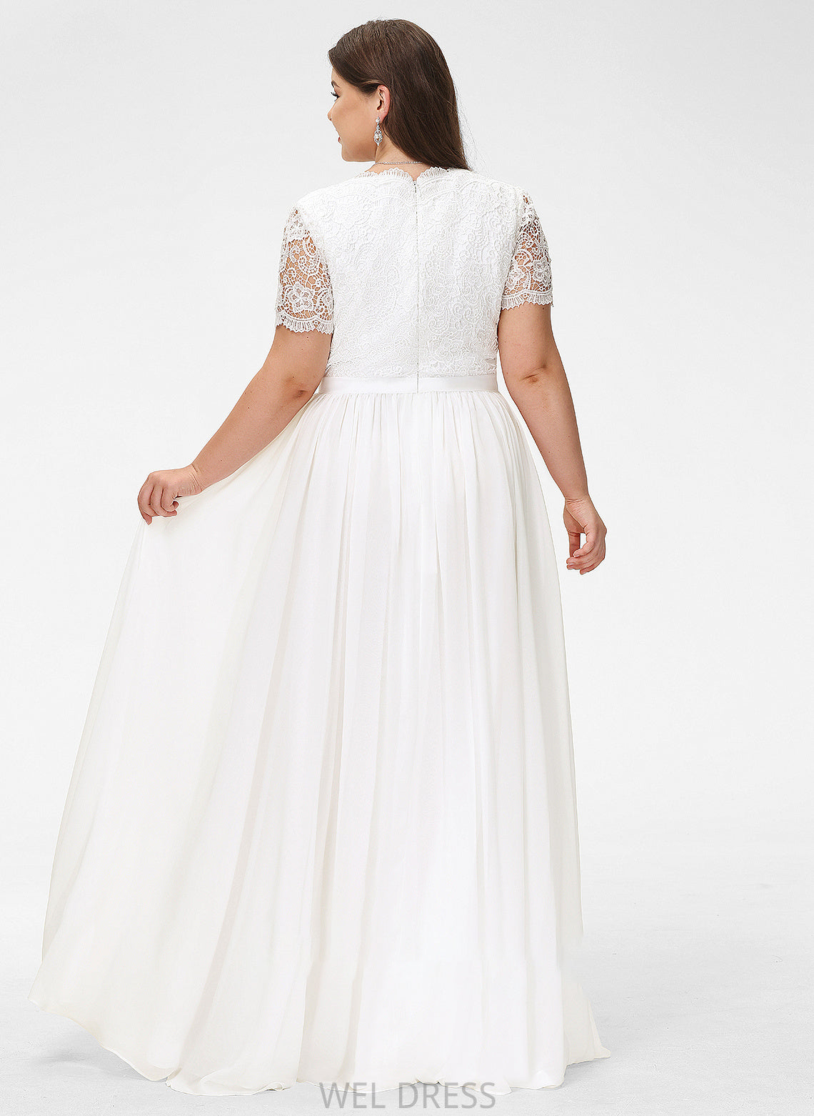 Lace Iyana A-Line Wedding Dresses Chiffon Floor-Length Wedding Dress V-neck