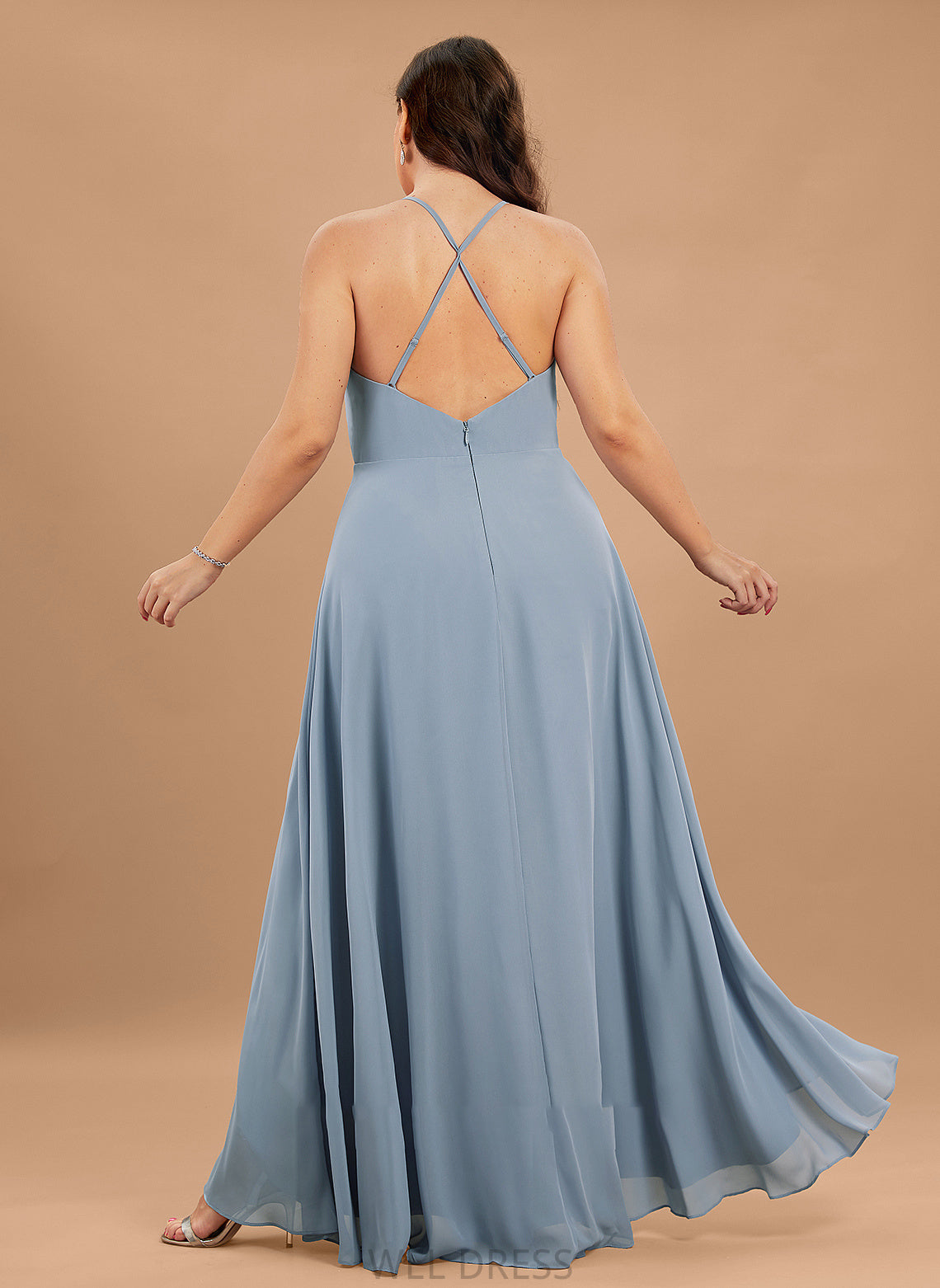 Asymmetrical V-neck A-Line Prom Dresses Emely