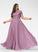 Chiffon With Prom Dresses Lace A-Line Pockets Neck Angelique Floor-Length Scoop