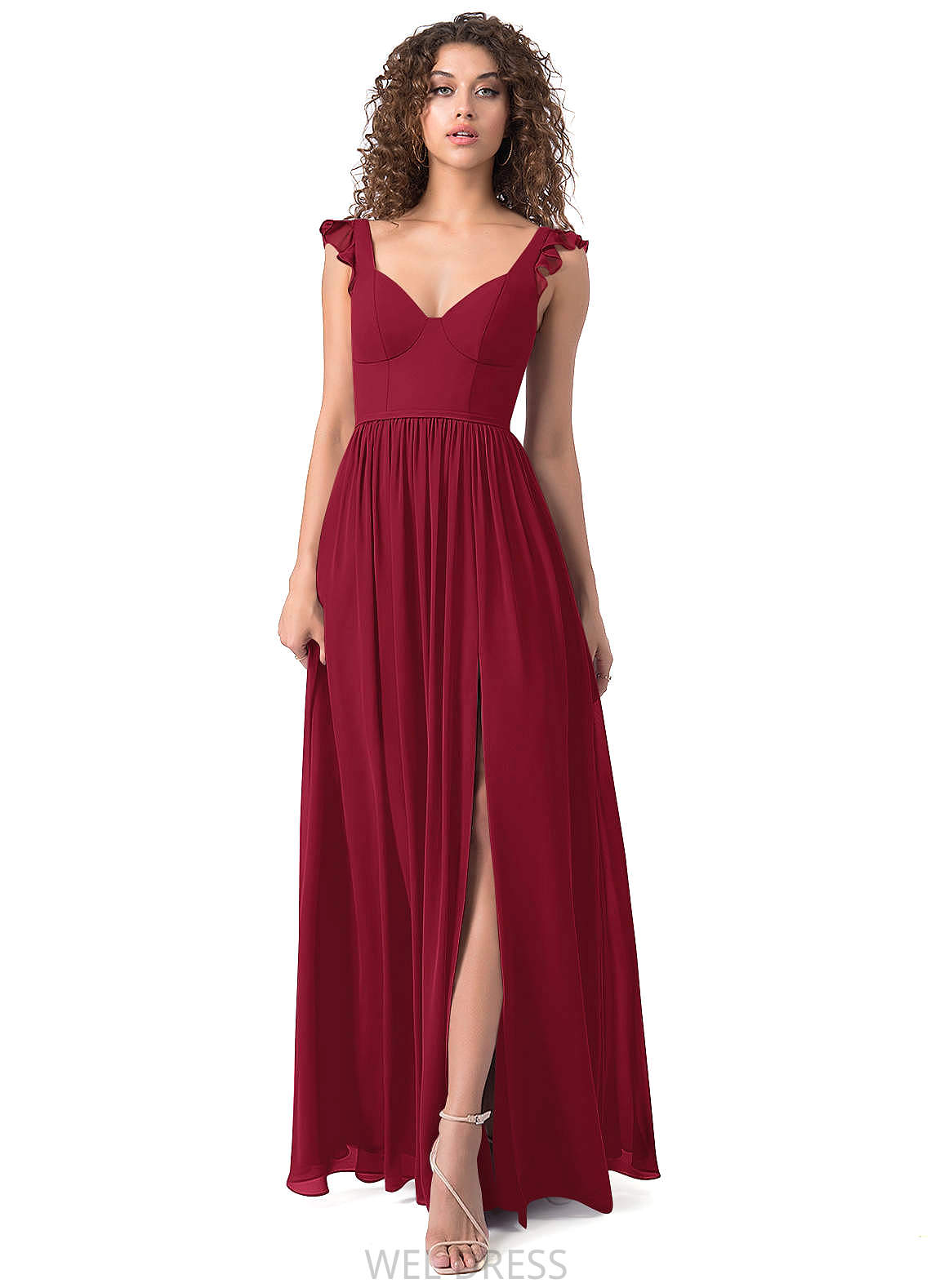 Maia Floor Length Natural Waist A-Line/Princess Sleeveless Scoop Bridesmaid Dresses