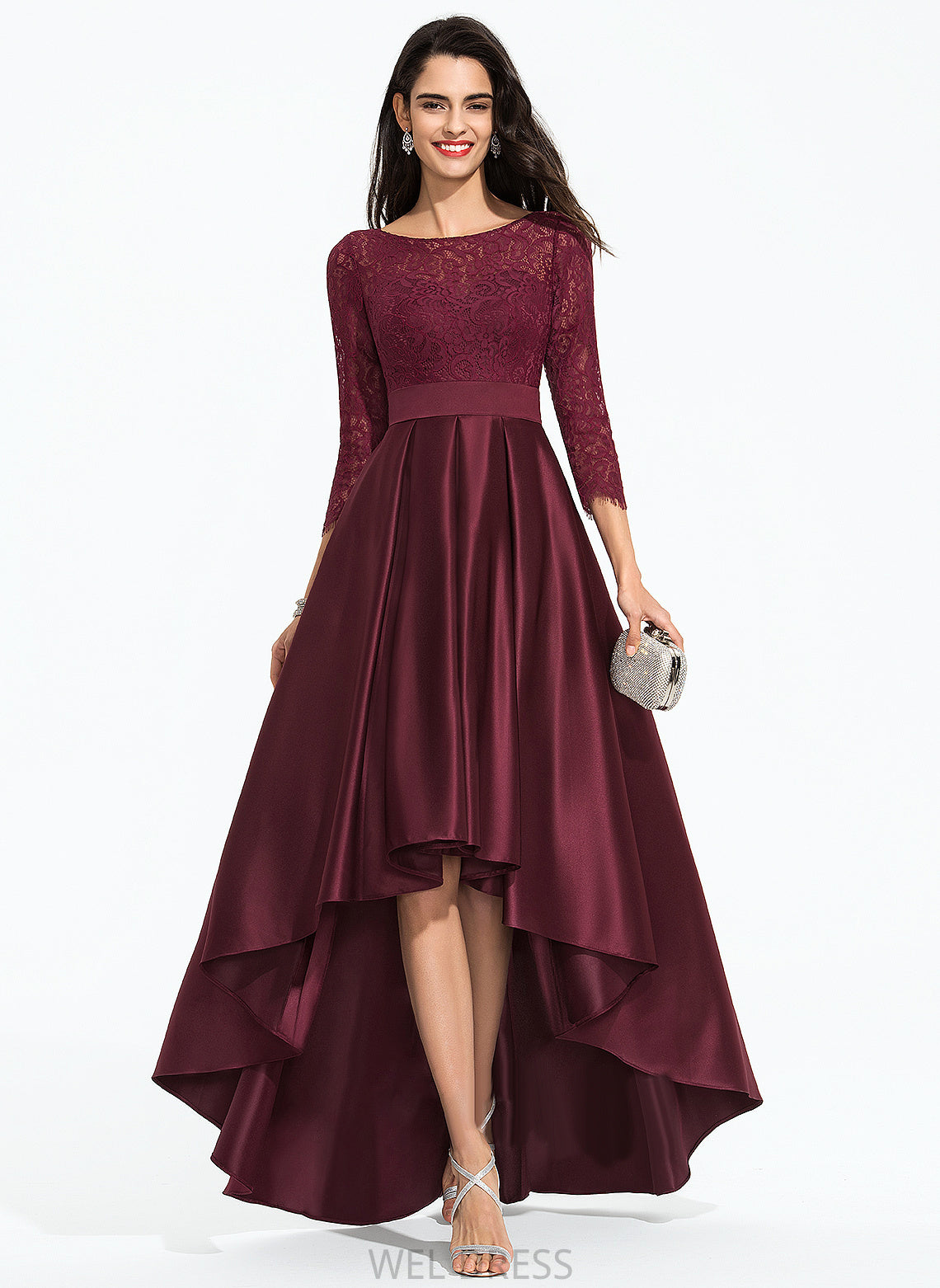 With Scoop Asymmetrical Ball-Gown/Princess Satin Neck Bow(s) Saniyah Prom Dresses