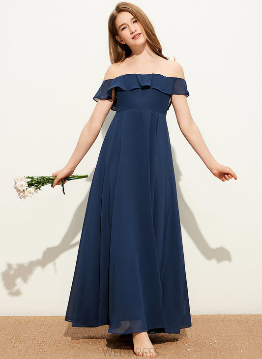 Paola Off-the-Shoulder Floor-Length Junior Bridesmaid Dresses Chiffon A-Line