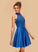 Ximena Satin With Homecoming Homecoming Dresses Sequins Dress Lace A-Line Neck High Short/Mini
