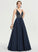 Sequins Satin V-neck Beading Floor-Length Ball-Gown/Princess Rylee Prom Dresses With