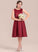 Junior Bridesmaid Dresses Scoop A-Line Knee-Length Bow(s) Neck Patience With Lace Satin