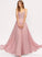 Floor-Length A-Line Chiffon Kinsley Prom Dresses V-neck