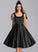 A-Line Square Dress Neckline Satin Bow(s) With Knee-Length Homecoming Homecoming Dresses Madeleine