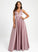 Satin A-Line V-neck Nathalia Floor-Length Prom Dresses