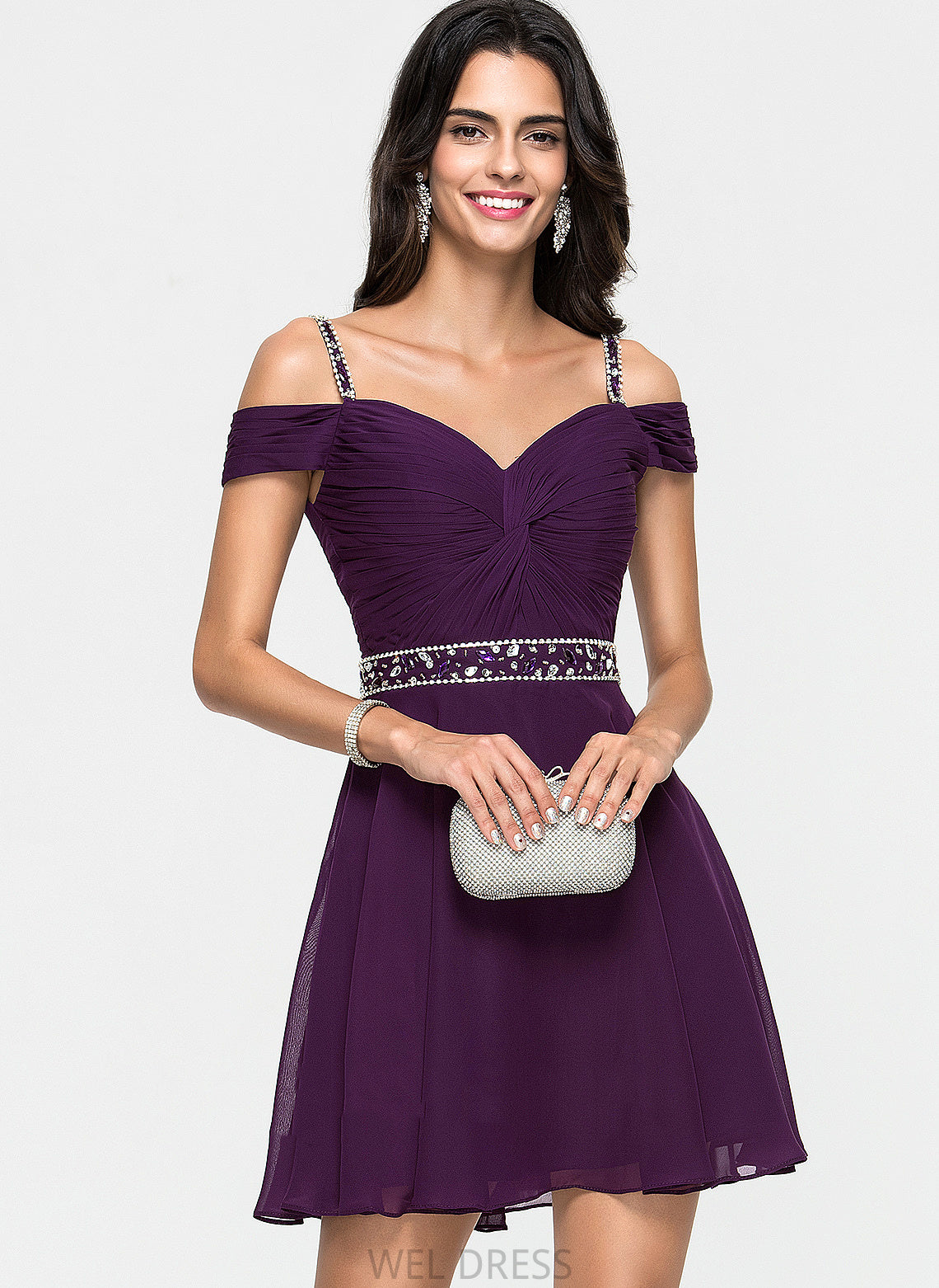 Homecoming Dresses Dress Andrea Chiffon Sweetheart Sequins A-Line Short/Mini Homecoming Beading With