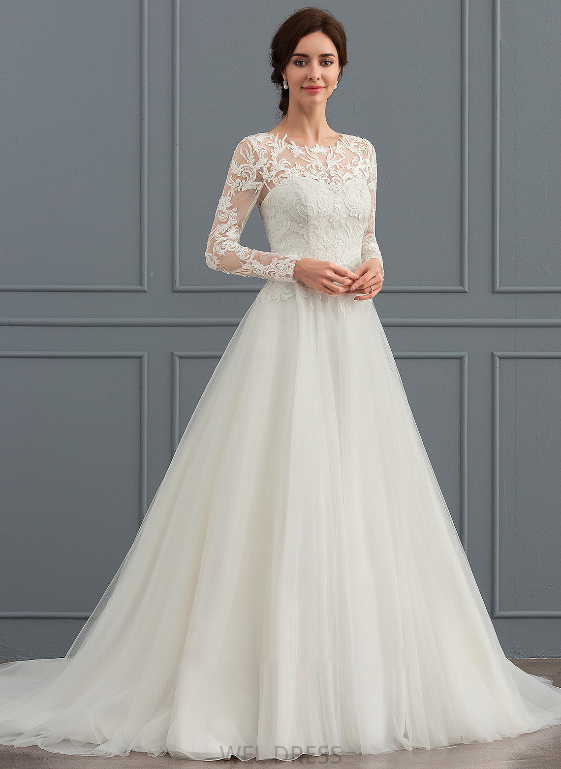 Dress Train Tulle Wedding Sweep Nylah Neck Ball-Gown/Princess Wedding Dresses Scoop