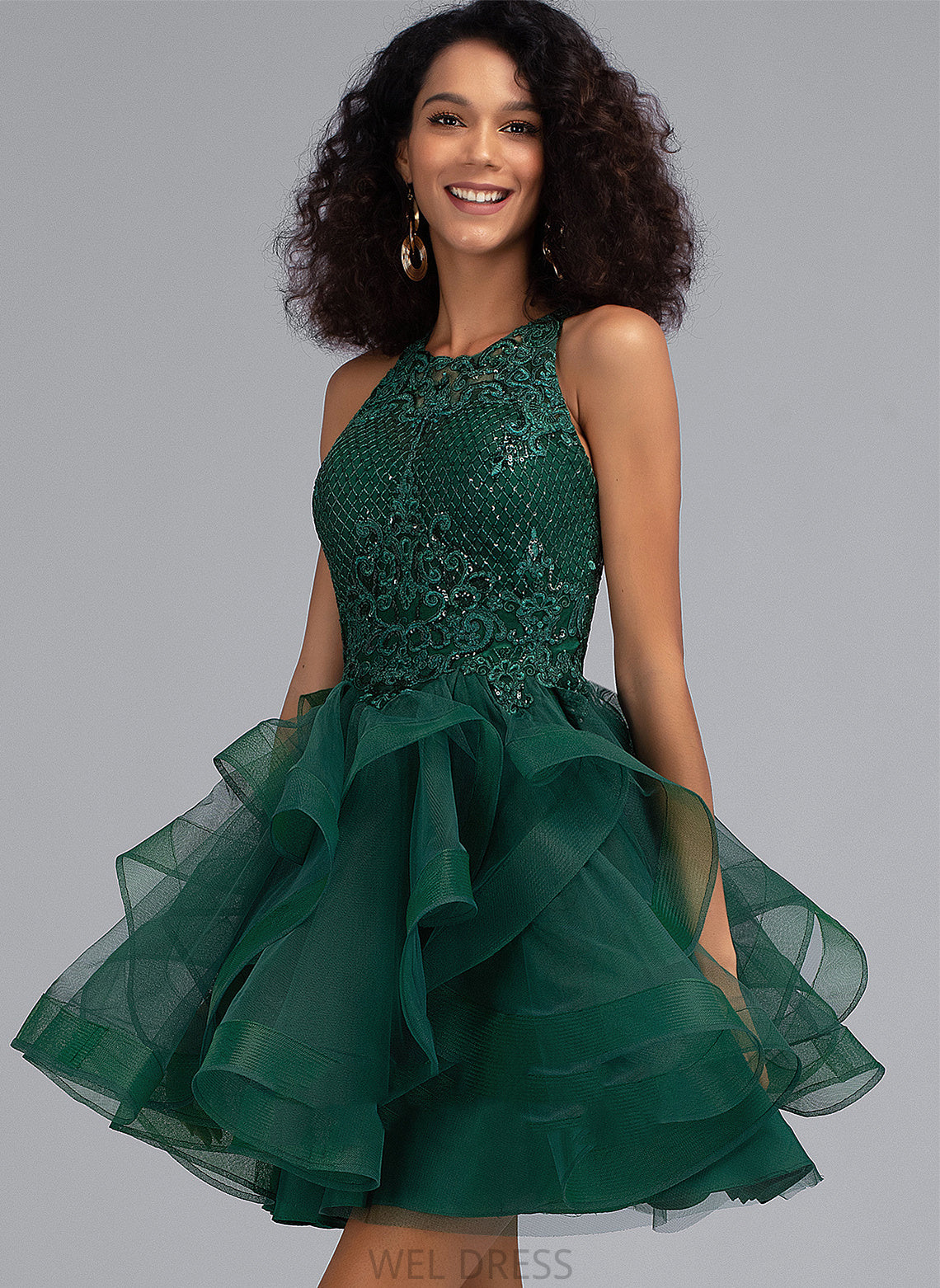 Homecoming Dresses Neck Scoop Homecoming Sequins Tulle Ball-Gown/Princess Short/Mini Dress Lace With Danika
