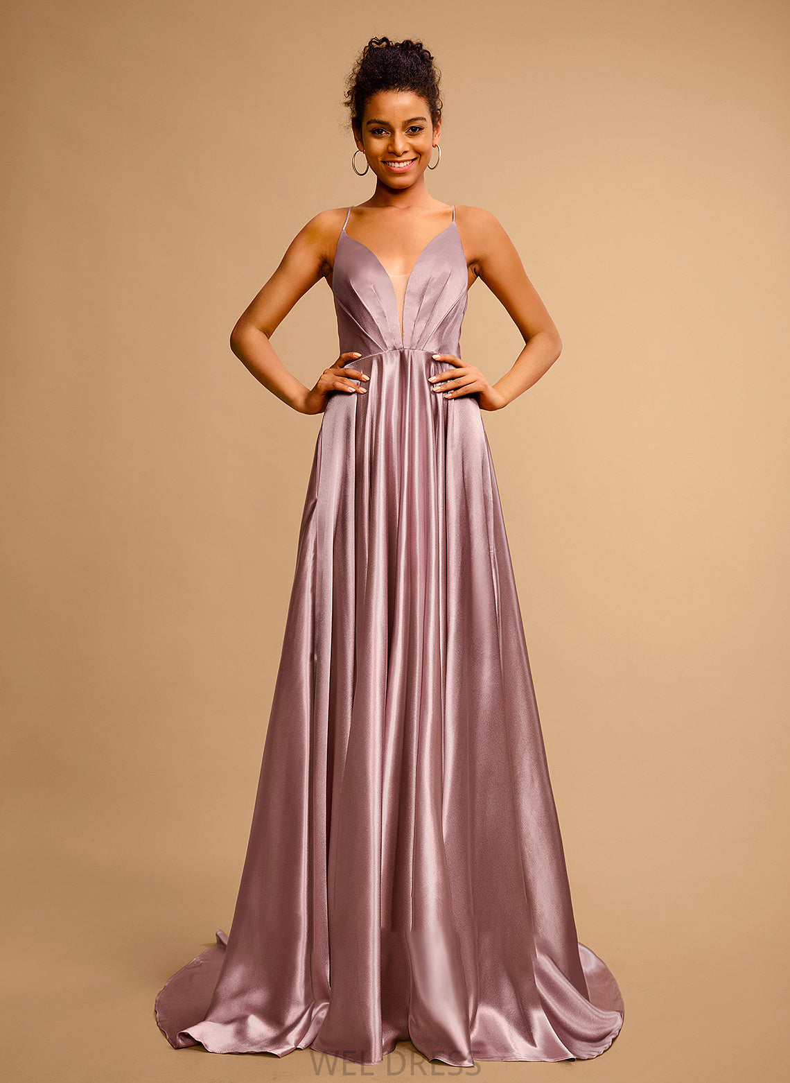 Prom Dresses Ball-Gown/Princess Sweep Satin V-neck Train Donna
