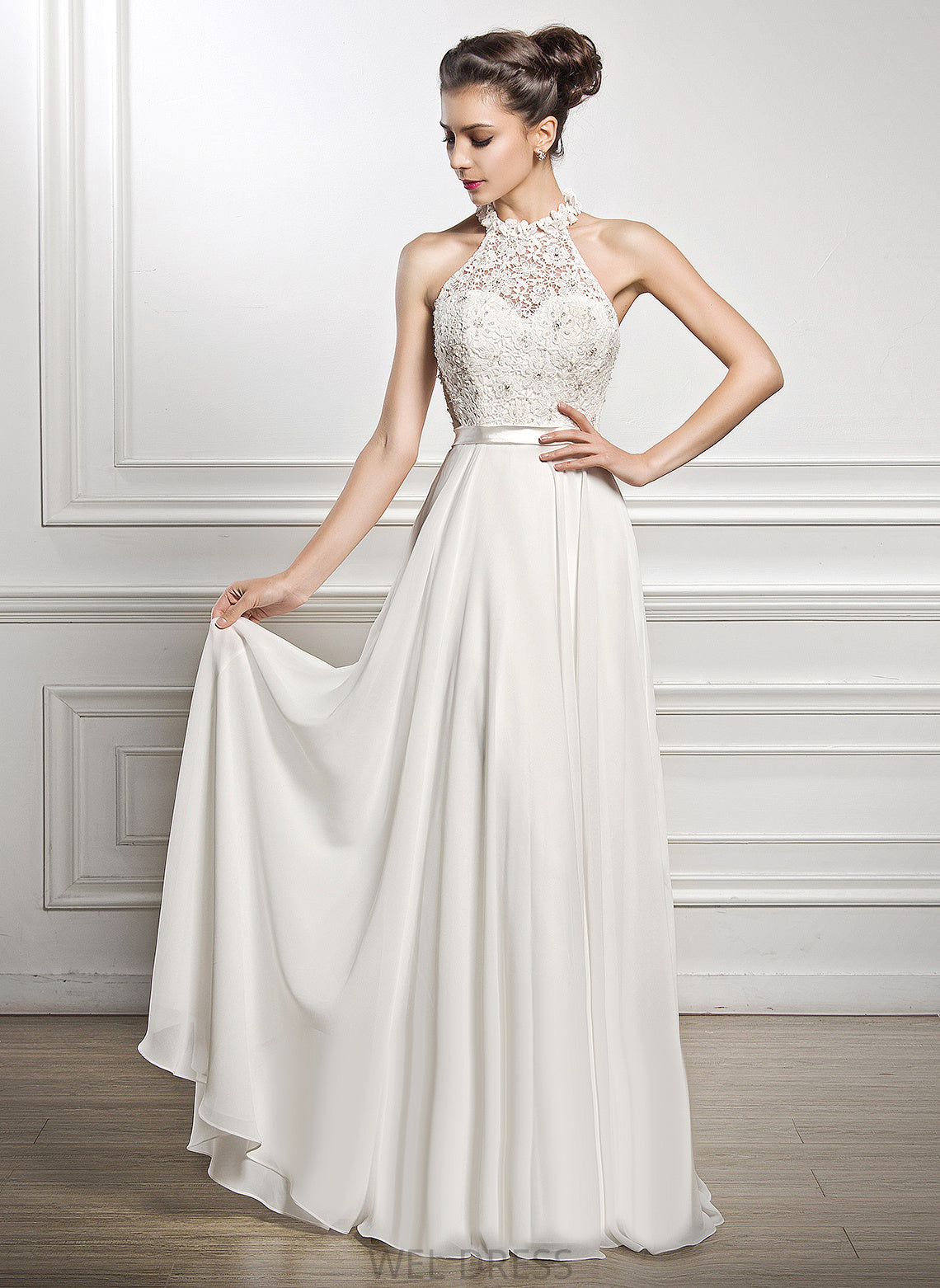 Beading Chiffon Sofia Sequins Wedding Floor-Length Wedding Dresses A-Line With Dress Lace