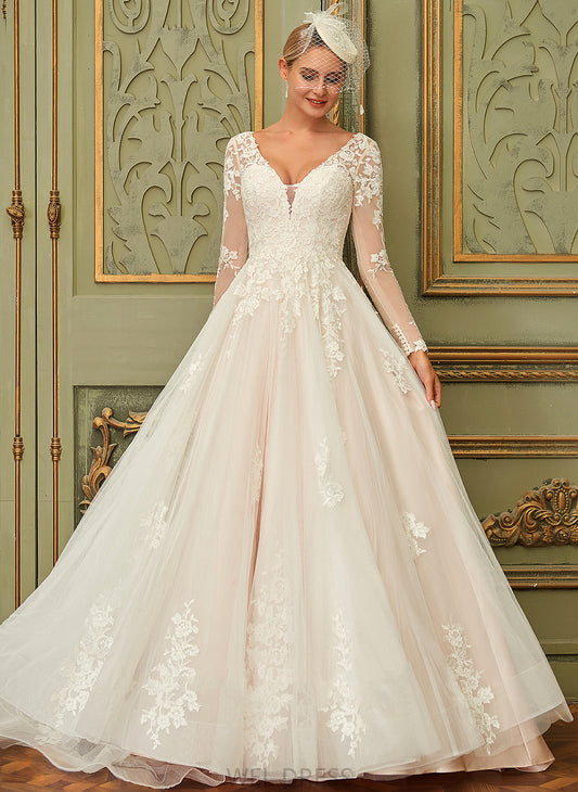 Wedding Dresses Ball-Gown/Princess Lace V-neck Maggie Court Tulle Dress Wedding Train