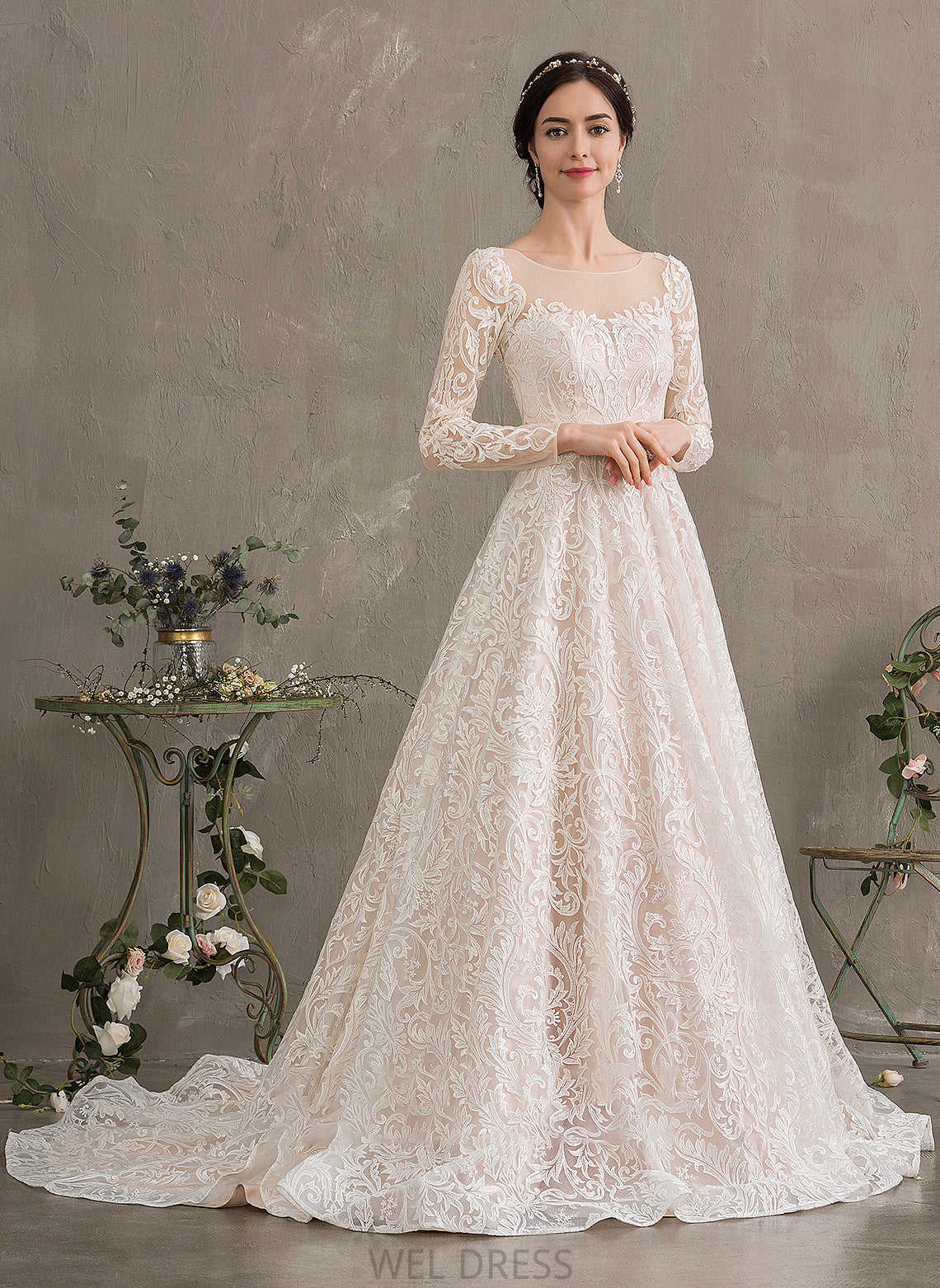 Train Ball-Gown/Princess Court Illusion Lace Wedding Dresses Dress Wedding Emery