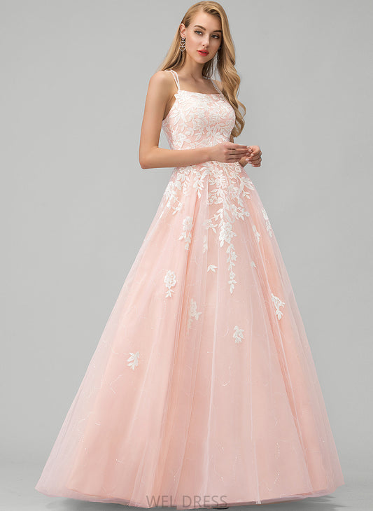 Yaritza Prom Dresses Lace Sequins Ball-Gown/Princess Square With Tulle Neckline Floor-Length
