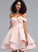 Crepe Homecoming Dresses Short/Mini A-Line Homecoming Stretch With Dress Nellie Ruffles Off-the-Shoulder Cascading