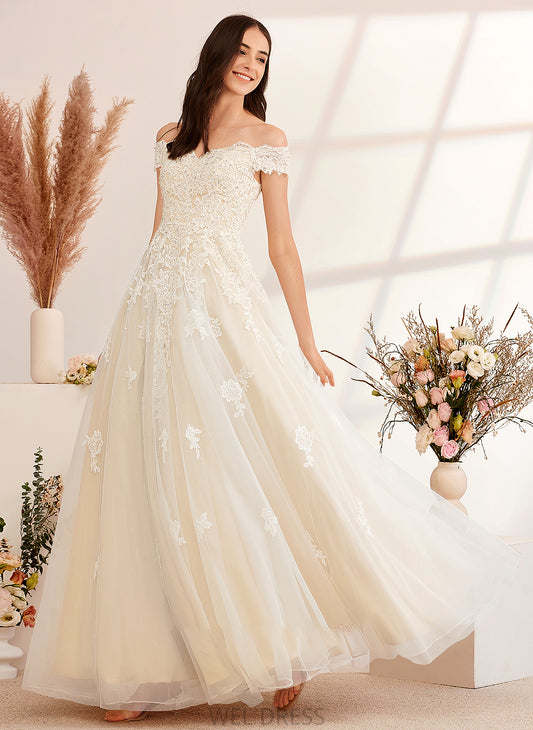 Laney Wedding Dresses Floor-Length Ball-Gown/Princess With Sequins Off-the-Shoulder Wedding Dress Beading