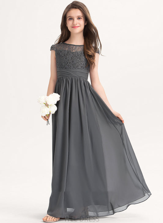 Lace Floor-Length Scoop Ruffle With Angelina Junior Bridesmaid Dresses Chiffon A-Line Neck