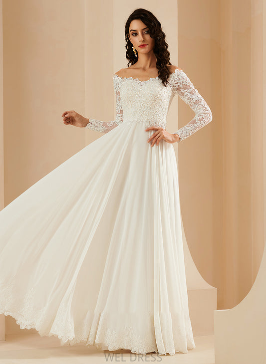 With Kaliyah A-Line Off-the-Shoulder Wedding Dresses Dress Lace Wedding Sweep Train