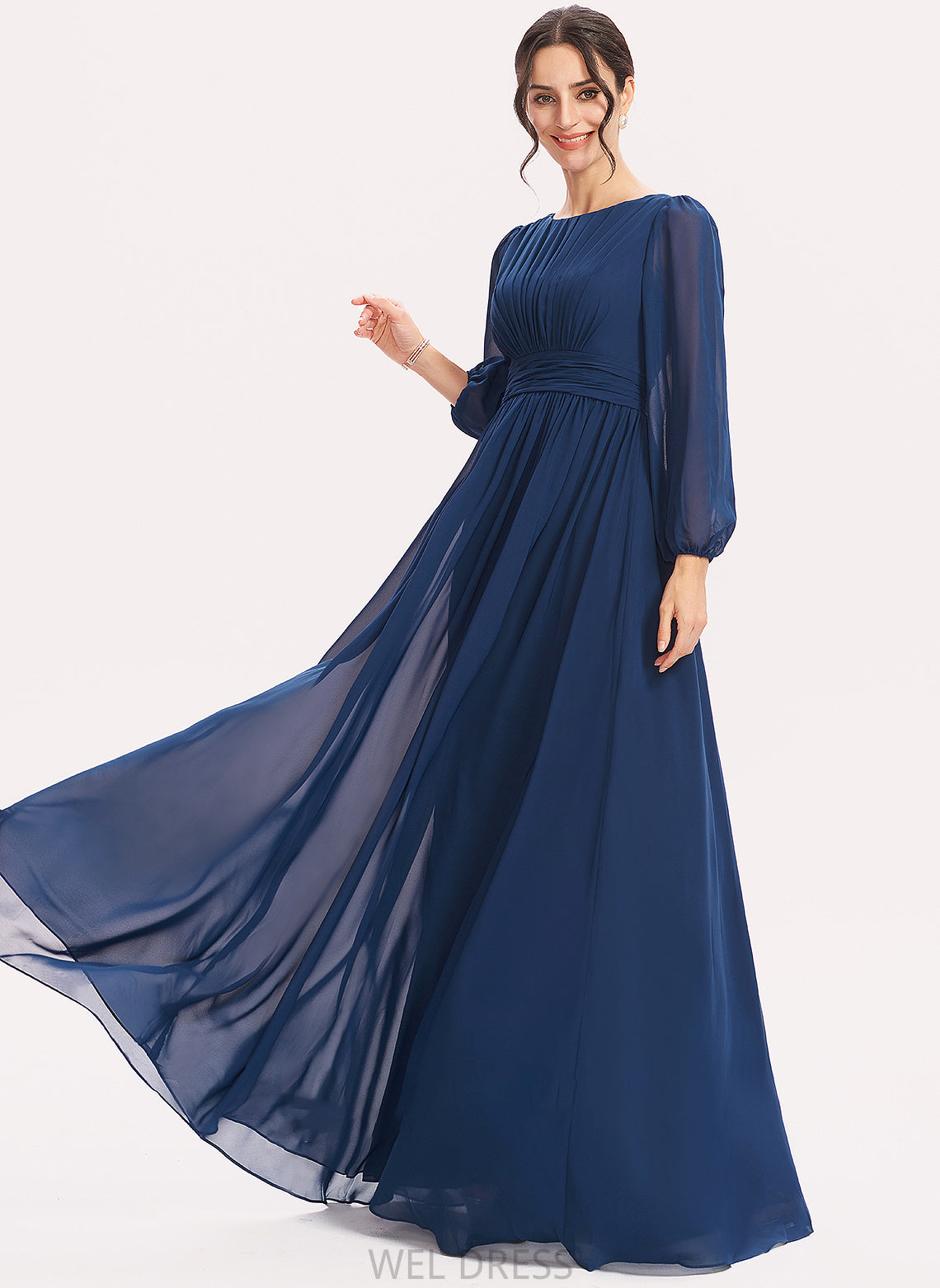Embellishment Ruffle Length Silhouette Straps Fabric A-Line Floor-Length Isabella Floor Length Sleeveless A-Line/Princess