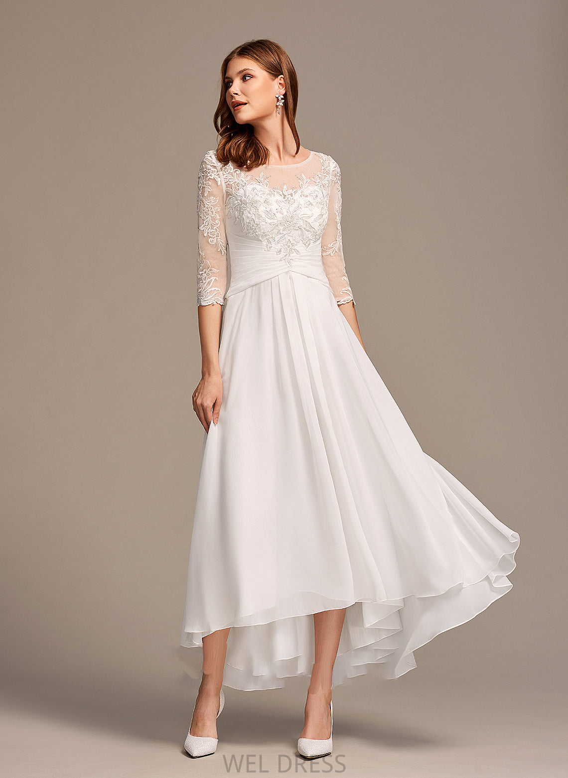 Illusion Asymmetrical Aleah Lace Wedding Dresses With A-Line Dress Wedding