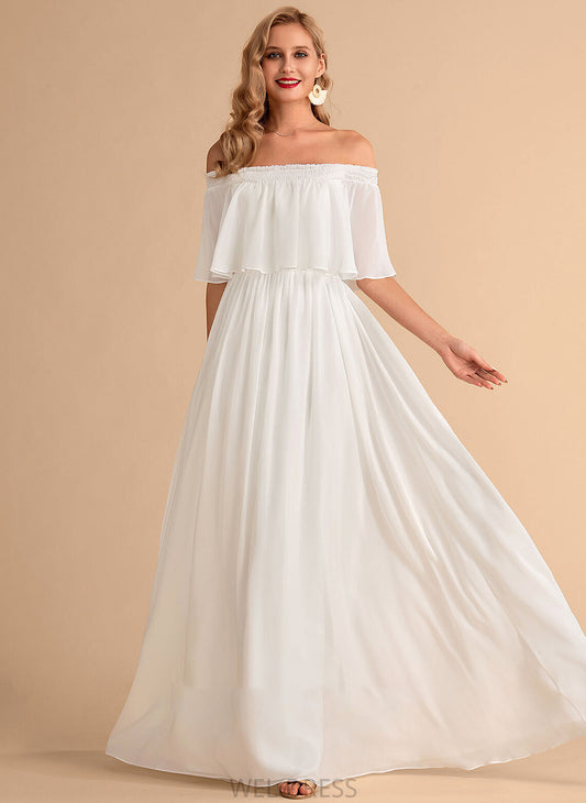 Split Front Wedding Chiffon Dress A-Line Wedding Dresses With April Floor-Length