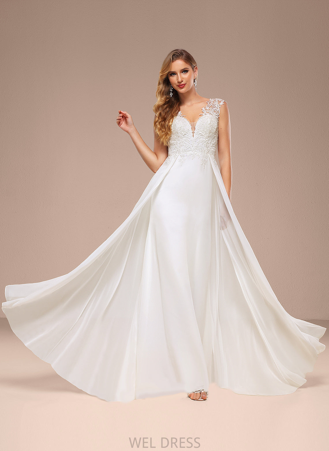 Sweep V-neck Chiffon Wedding Dresses Dress A-Line Wedding Train Alexandria Lace