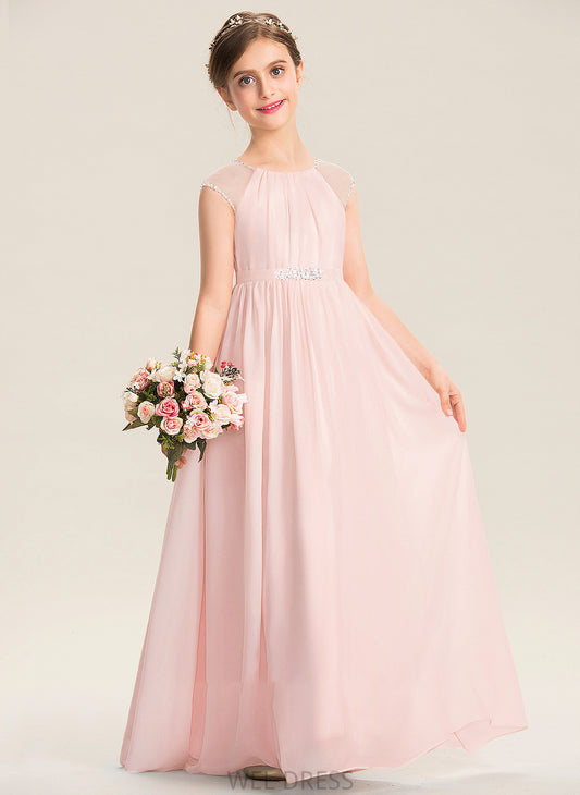 Sequins Junior Bridesmaid Dresses Floor-Length Neck Scoop Chiffon With A-Line Carlee Beading