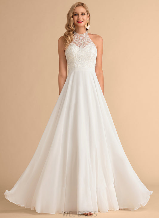 Dress High A-Line Summer Wedding Dresses Floor-Length Neck Wedding Chiffon