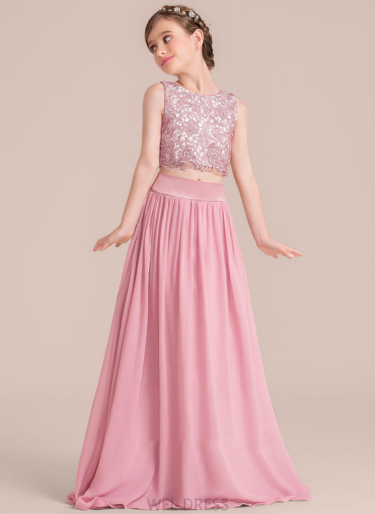 Junior Bridesmaid Dresses A-LineScoopNeckFloor-LengthChiffonJuniorBridesmaidDress#130498 Courtney