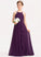 Edith Scoop Neck Chiffon Floor-Length A-Line Cascading With Bow(s) Ruffles Junior Bridesmaid Dresses