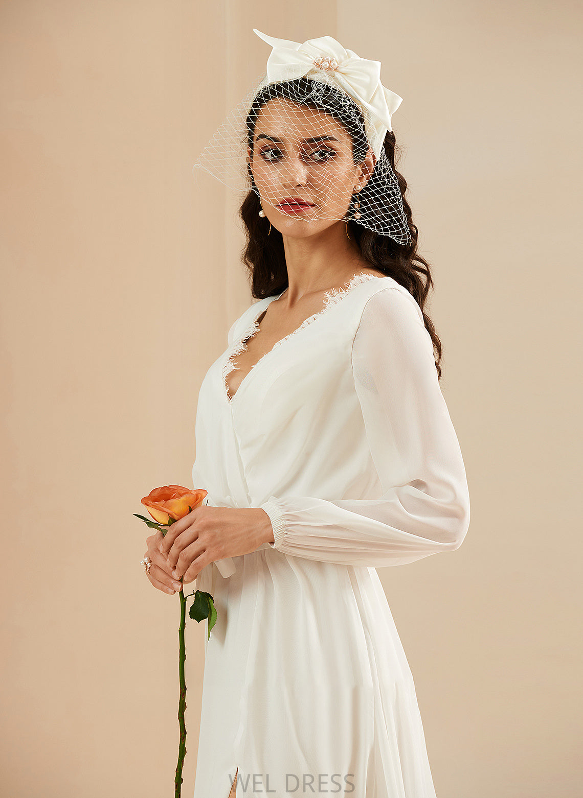Lace Wedding Dresses Dalia A-Line Split Wedding Front Floor-Length Dress With V-neck