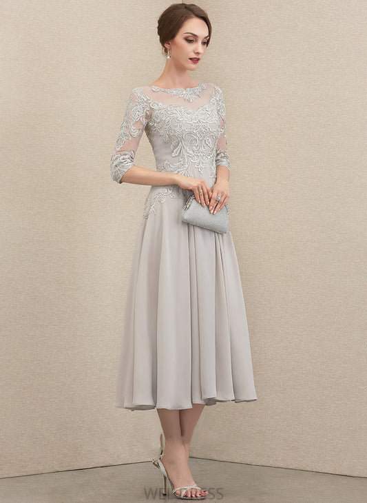 Neck Ginny of Chiffon Dress Tea-Length Mother the With A-Line Bride Beading Lace Sequins Scoop Mother of the Bride Dresses