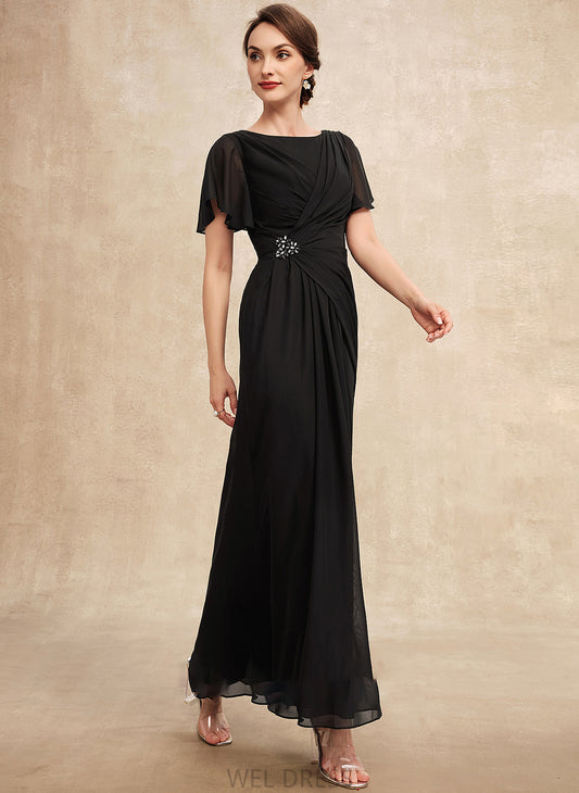 the Beading Scoop Ruffle Mother of the Bride Dresses Mother Dress Ankle-Length A-Line of Allison Chiffon With Neck Bride