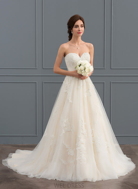 Dress Sweetheart Ball-Gown/Princess With Tulle Court Melissa Wedding Train Wedding Dresses Ruffle Beading