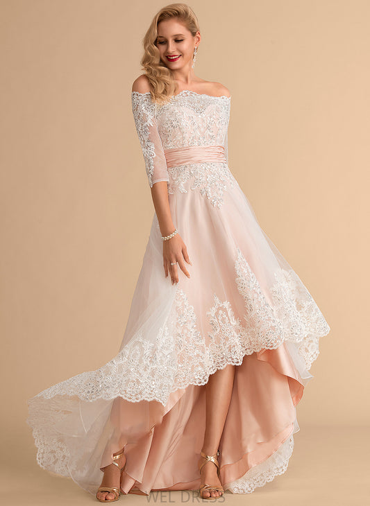 Satin With Wedding Gracelyn A-Line Tulle Sequins Dress Lace Wedding Dresses Asymmetrical