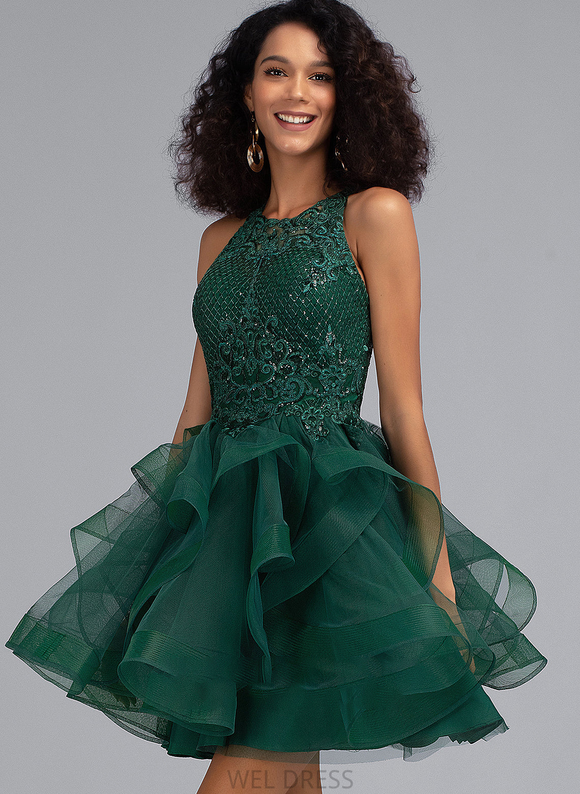 Prom Dresses Liliana With Short/Mini Tulle Scoop Sequins Ball-Gown/Princess Neck