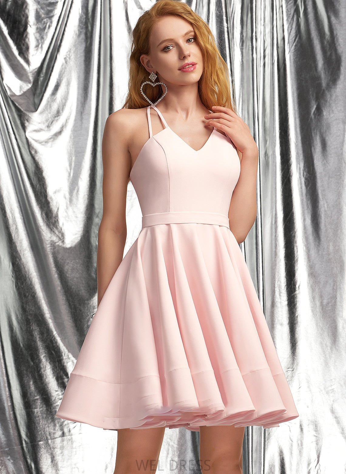 Stretch Crepe Prom Dresses Short/Mini Naomi A-Line V-neck