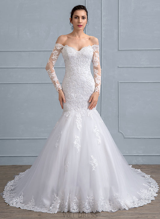 With Dress Chapel Wedding Dresses Lace Wedding Sequins Train Trumpet/Mermaid Patricia Tulle Beading