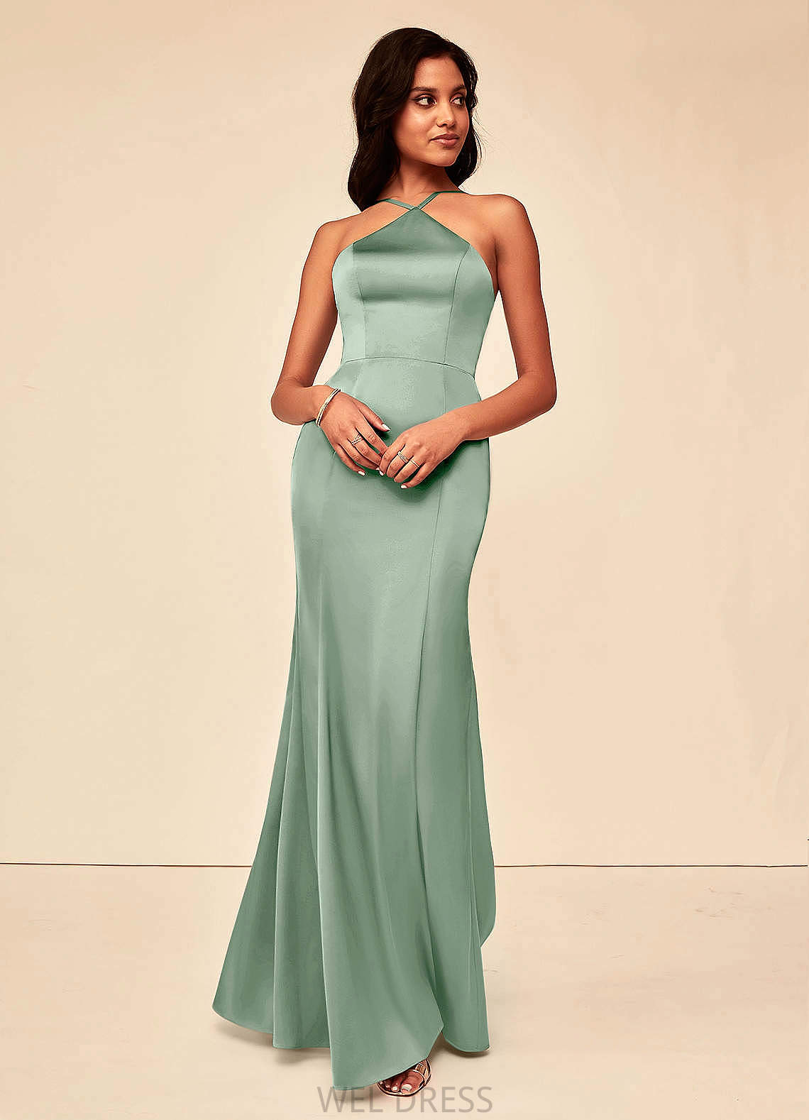 Macie Sleeveless Natural Waist A-Line/Princess Floor Length Off The Shoulder Bridesmaid Dresses