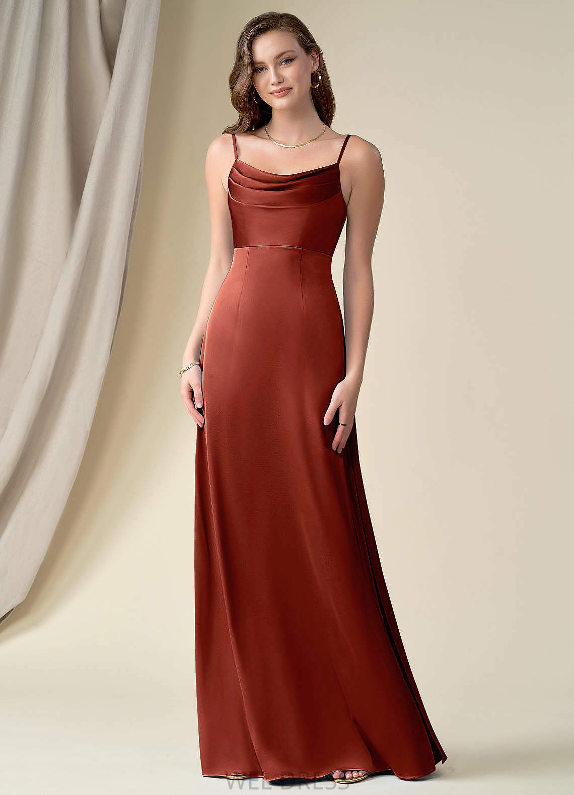 Marcia A-Line/Princess Natural Waist Floor Length Sleeveless Scoop Bridesmaid Dresses
