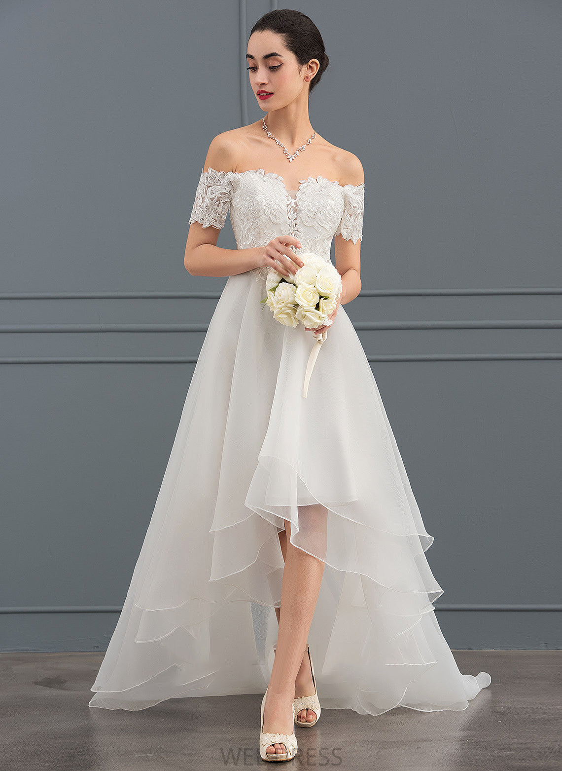 Wedding Sequins A-Line Dress Abbey With Asymmetrical Wedding Dresses Organza