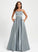 With Neck Scoop Reagan A-Line Floor-Length Beading Satin Prom Dresses