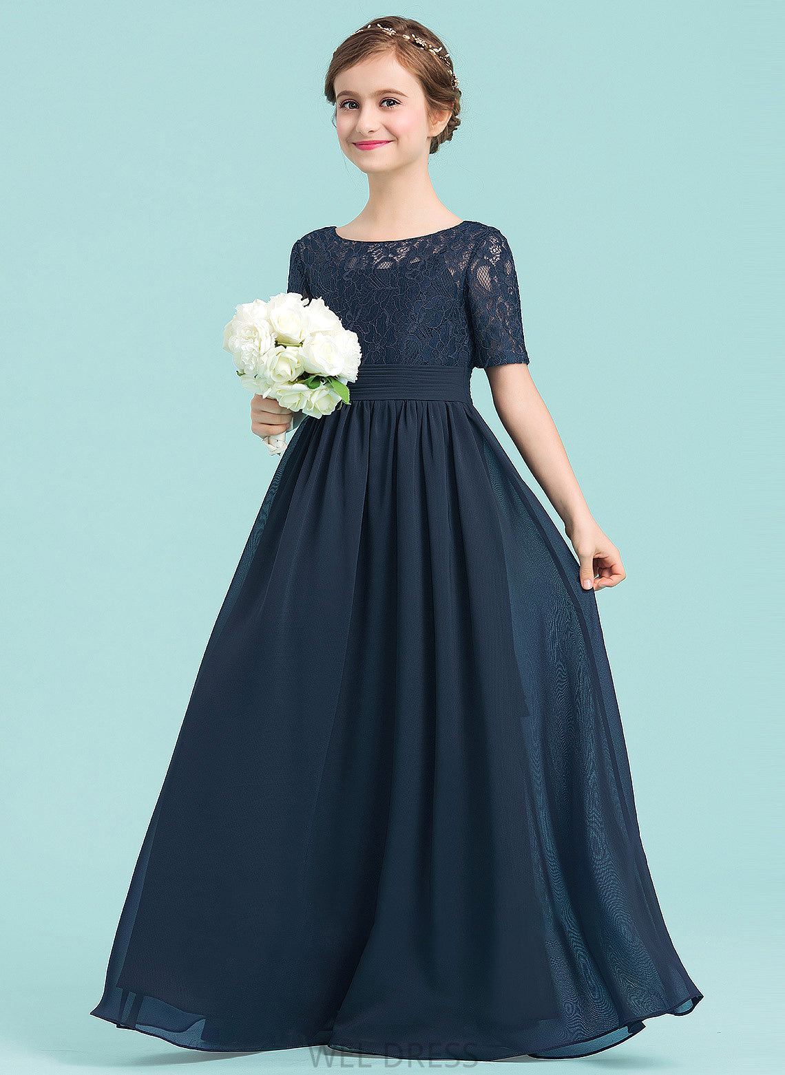 Junior Bridesmaid Dresses A-LineScoopNeckFloor-LengthChiffonJuniorBridesmaidDress#148411 Anabella