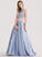 Ball-Gown/Princess Scoop Satin April Prom Dresses Beading With Neck Floor-Length Sequins